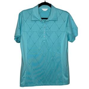 Callaway Size‎ Large Blue Pearl Snap Short Sleeve Polo Shirt Golf Pickleball